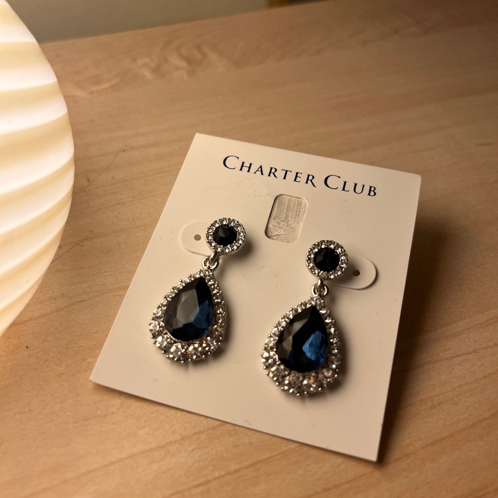 New Charter Club Jewelry Double blue stone earrings